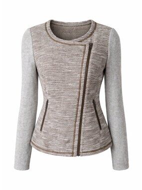 Anthropologie Hinge Moto Jacket Gray Zip Front Cropped Workwear Casual Small